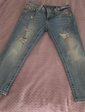 Miss Me Light Blue Distressed Ankle Jeans